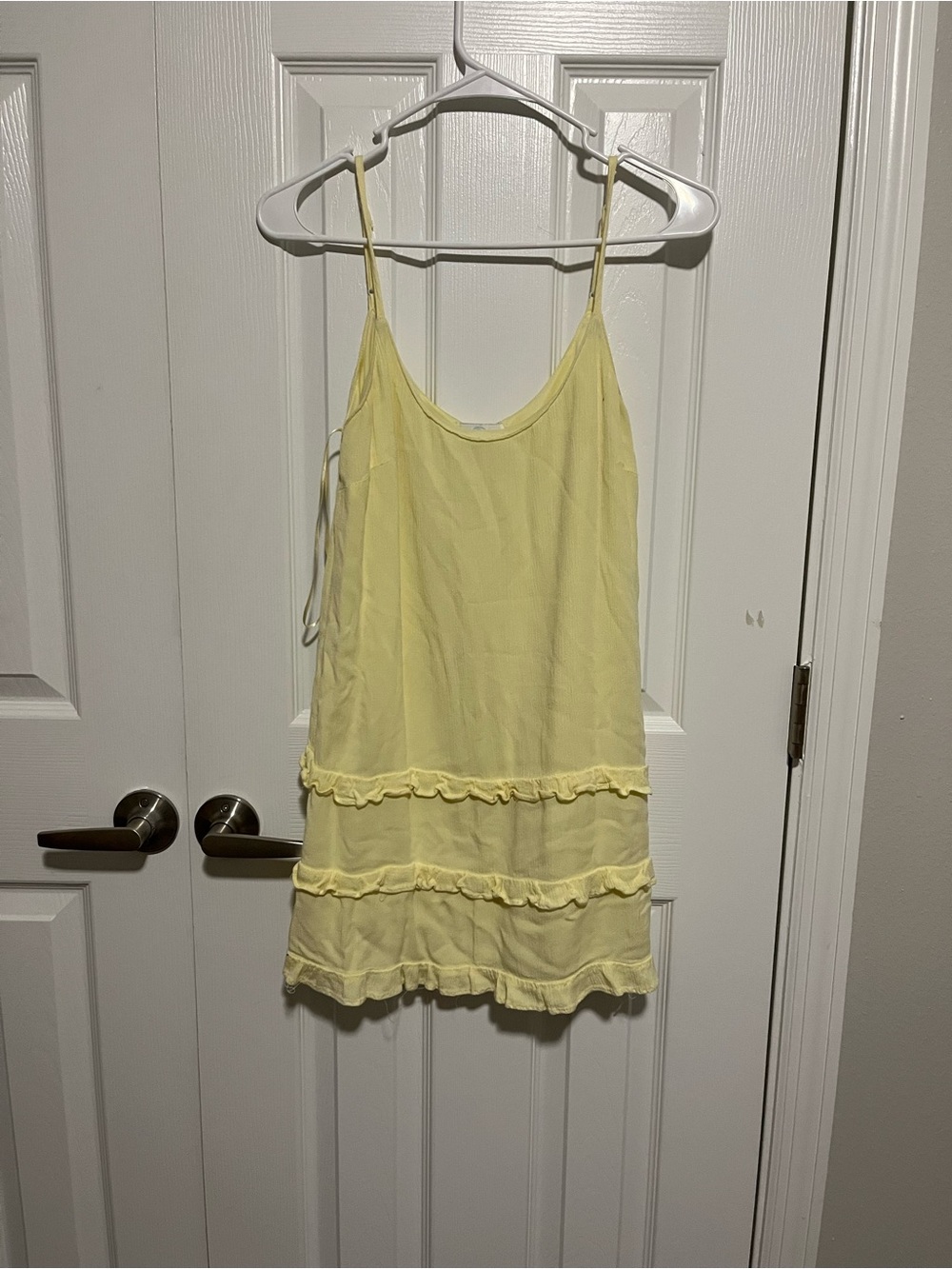 Delicate Yellow Ruffle Camisole Mini Dress - Women